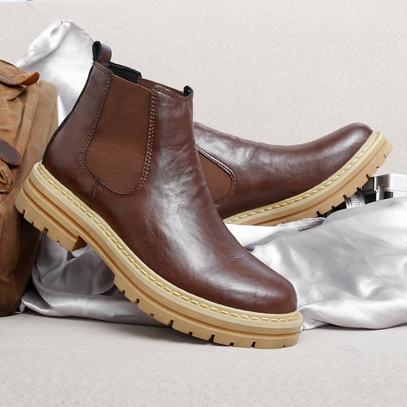 Guy Genuine Leather Lug Sole Chelsea Boots_2