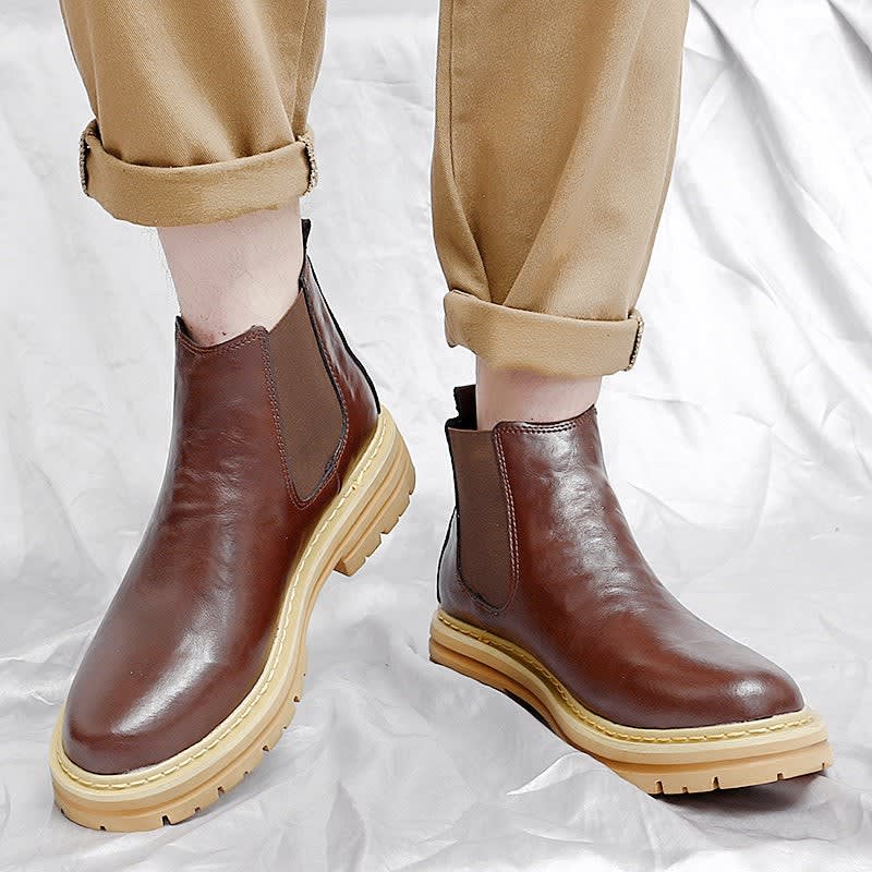 Guy Genuine Leather Lug Sole Chelsea Boots_3