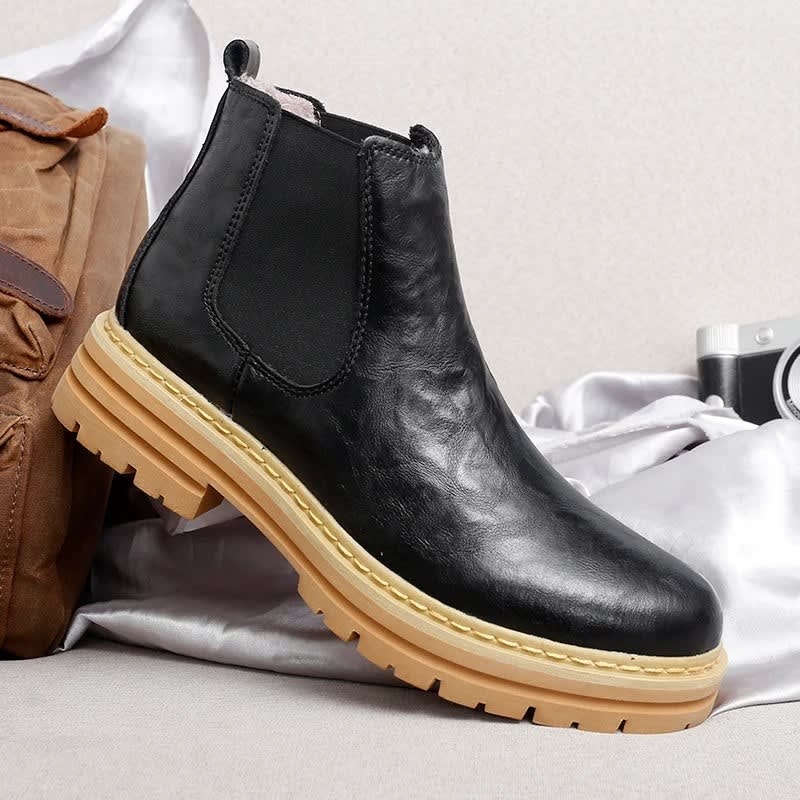 Guy Genuine Leather Lug Sole Chelsea Boots_4