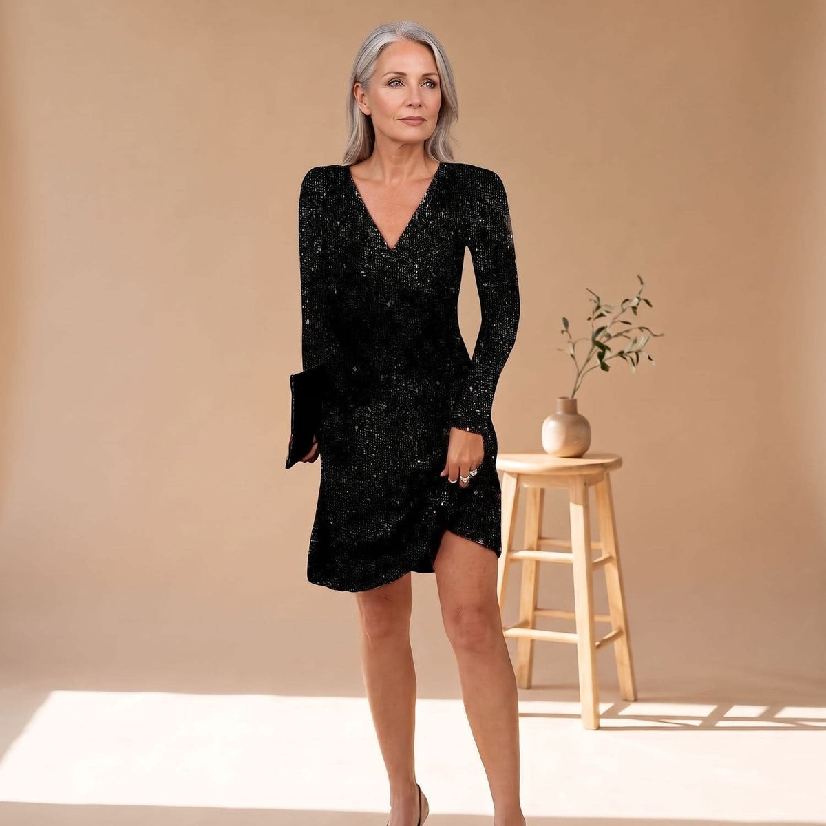 Nadine Sequin Long Sleeve Party Mini Dress_4