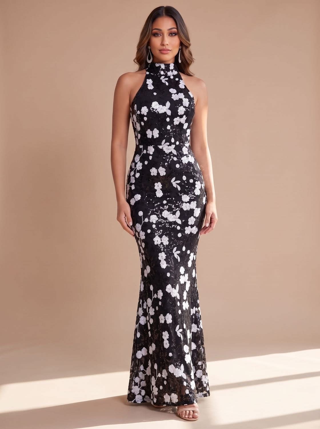 Alba Floral Sequin Mermaid Maxi Dress_7