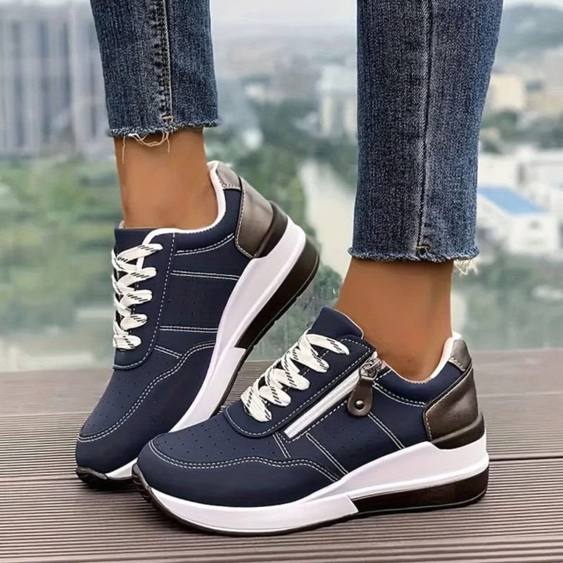 Leslie Cushioned Side Zip Orthopedic Sneakers_1