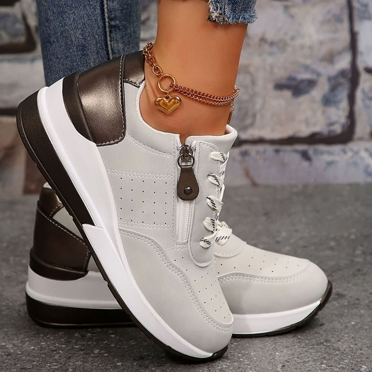 Leslie Cushioned Side Zip Orthopedic Sneakers_7