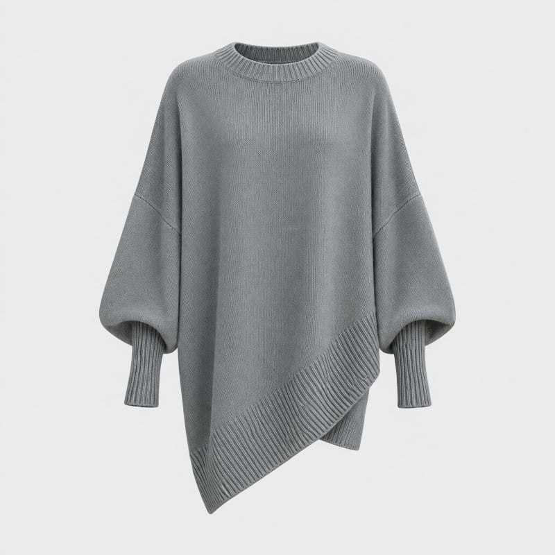 Gwyneth Oversized Batwing Sweater with Asymmetric Hem_1