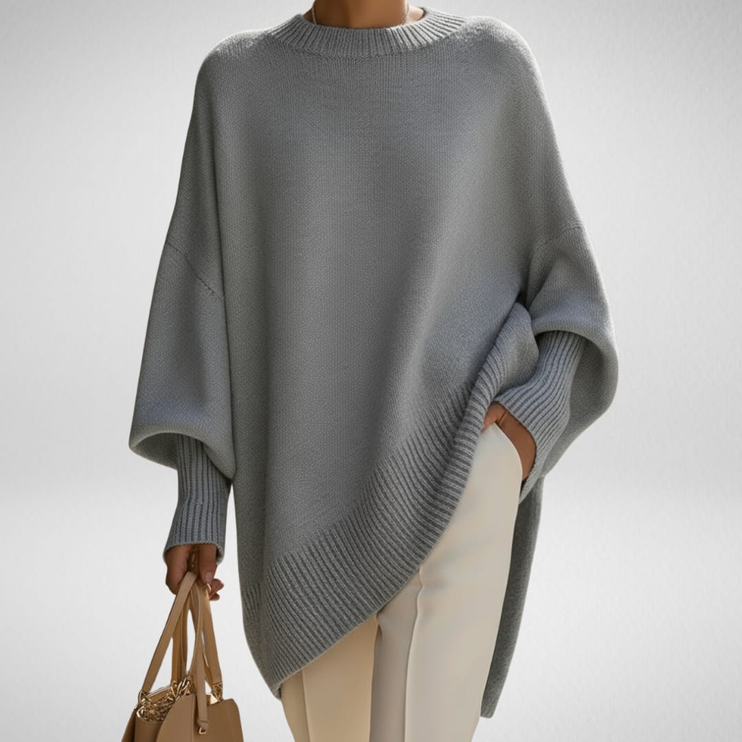 Gwyneth Oversized Batwing Sweater with Asymmetric Hem_2