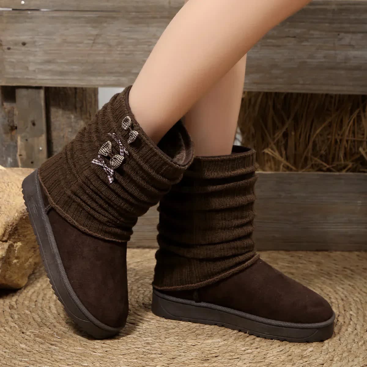 Susannah Knit Cuff Bow Winter Boots_4