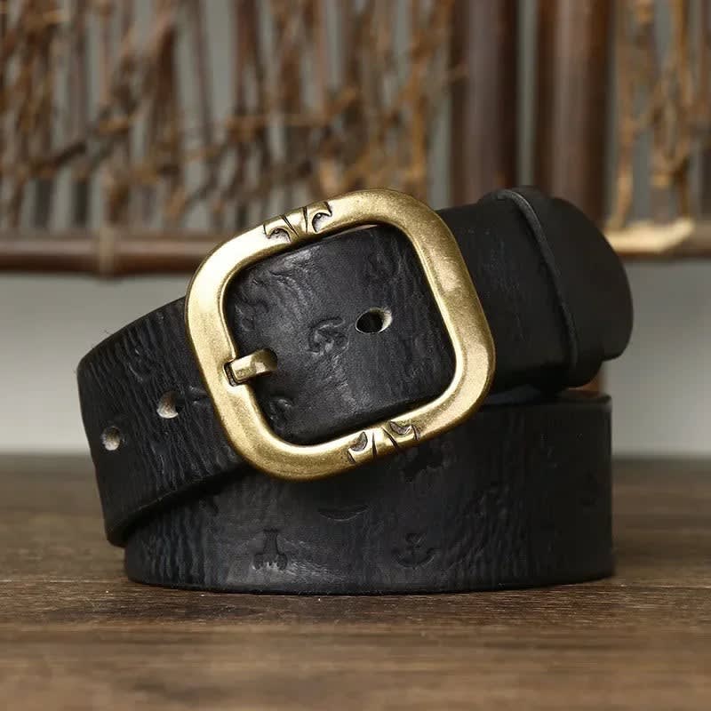 Adam Embossed Anchor Leather Belt_4