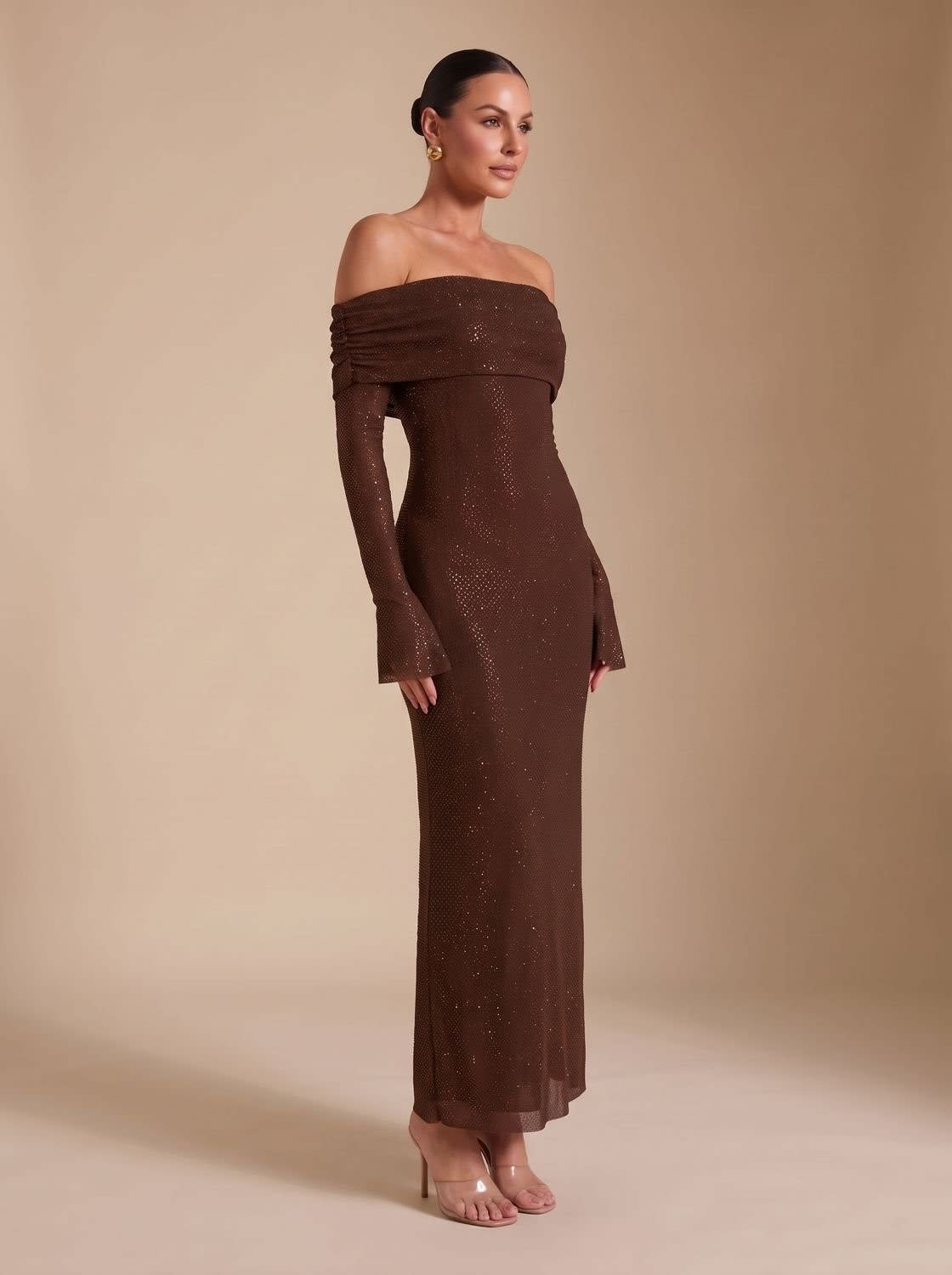Audrey Off Shoulder Sequin Maxi Dress_4