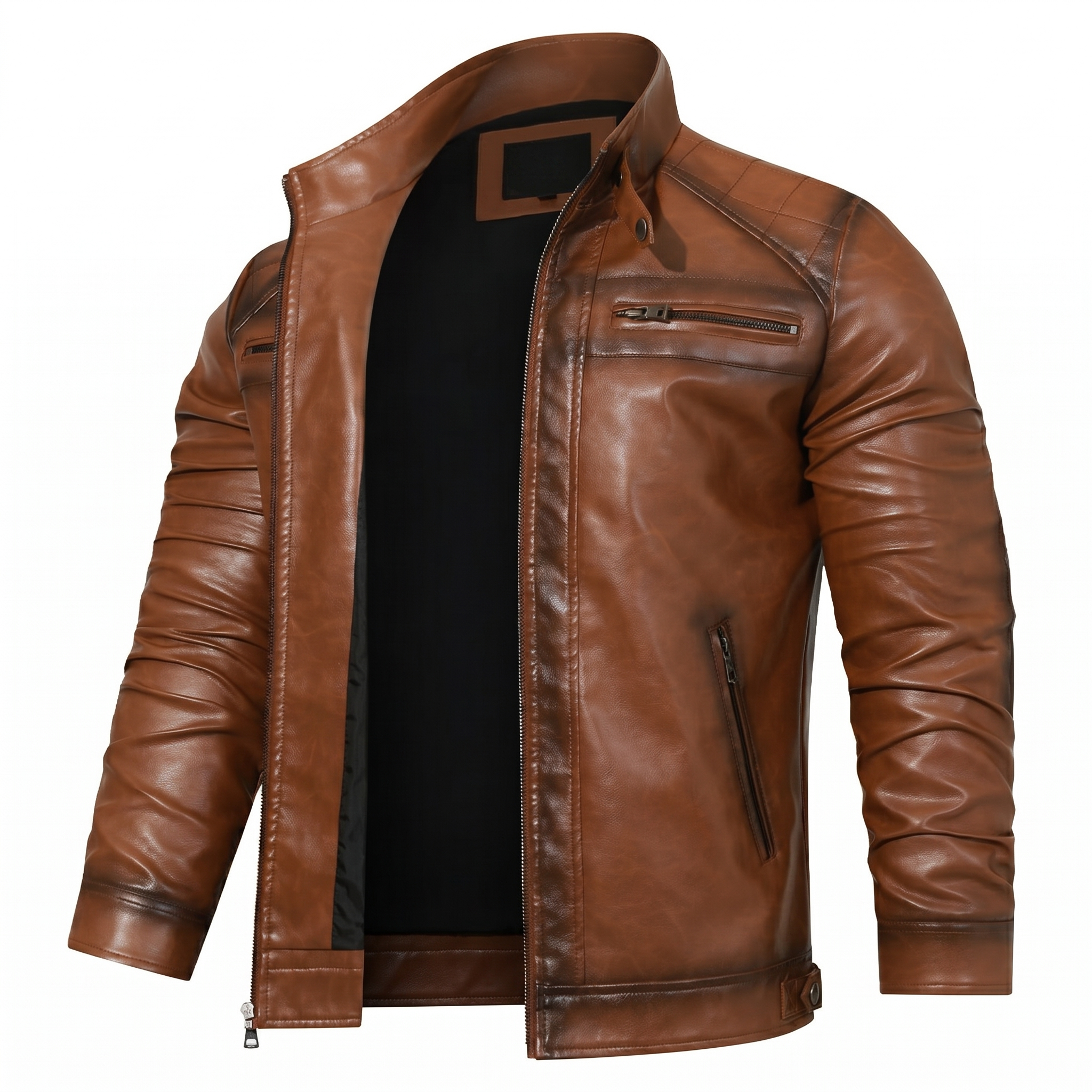 Men's Roadster Embroidered Leather Jacket