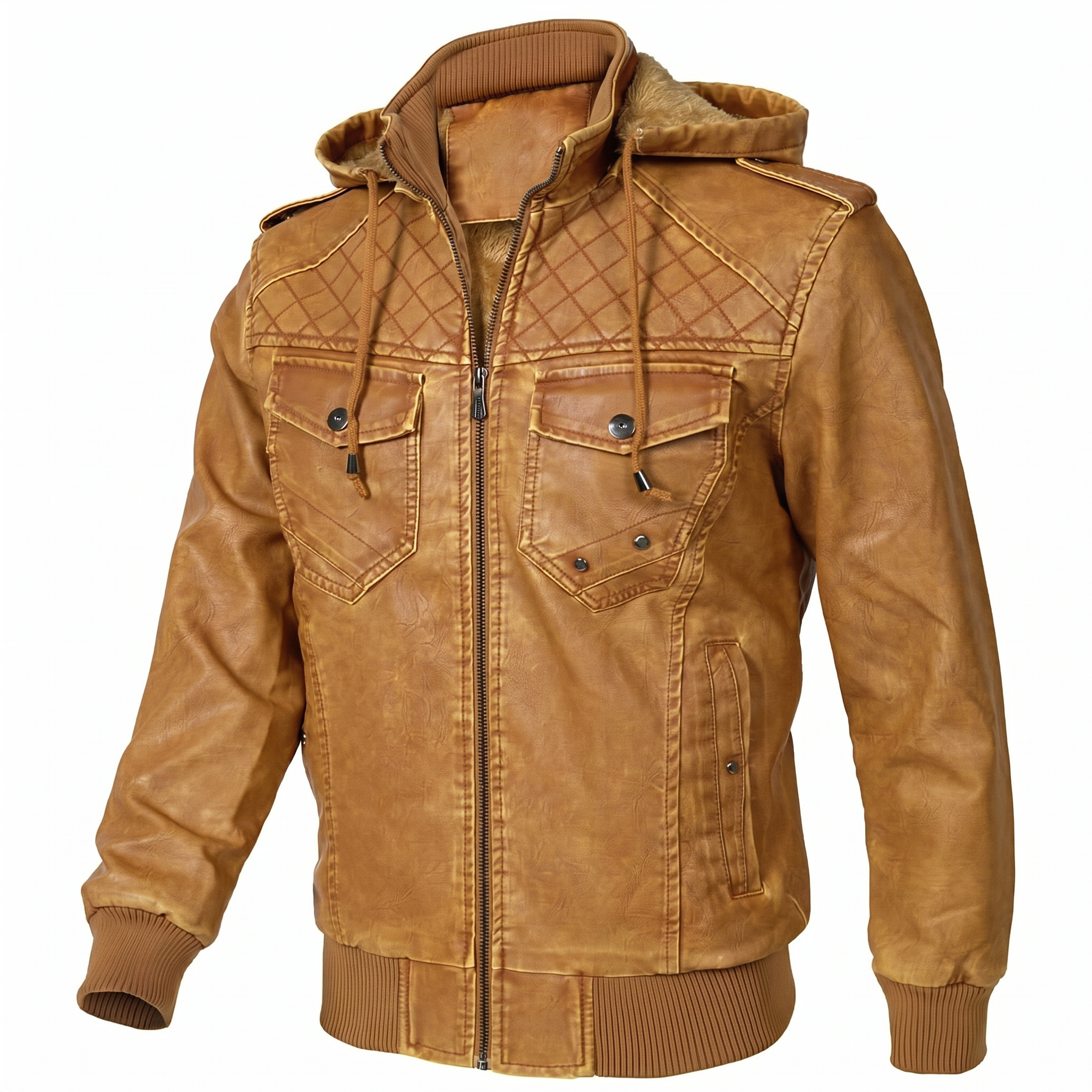 Men's Luxury Hooded Leather Jacket