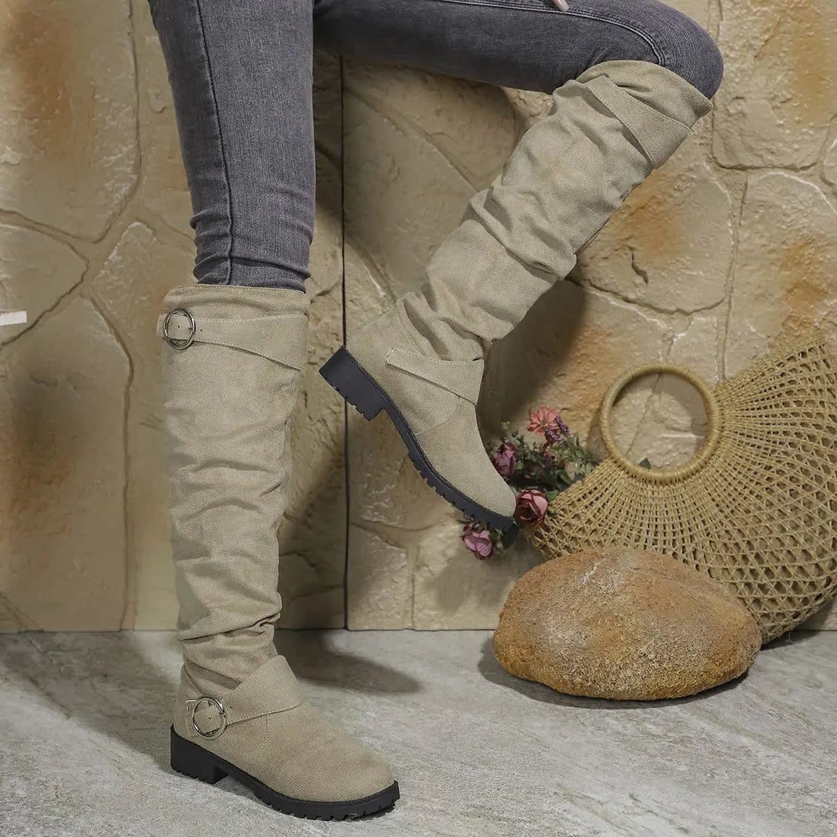 Pilar Slouchy Buckle Knee High Boots_7