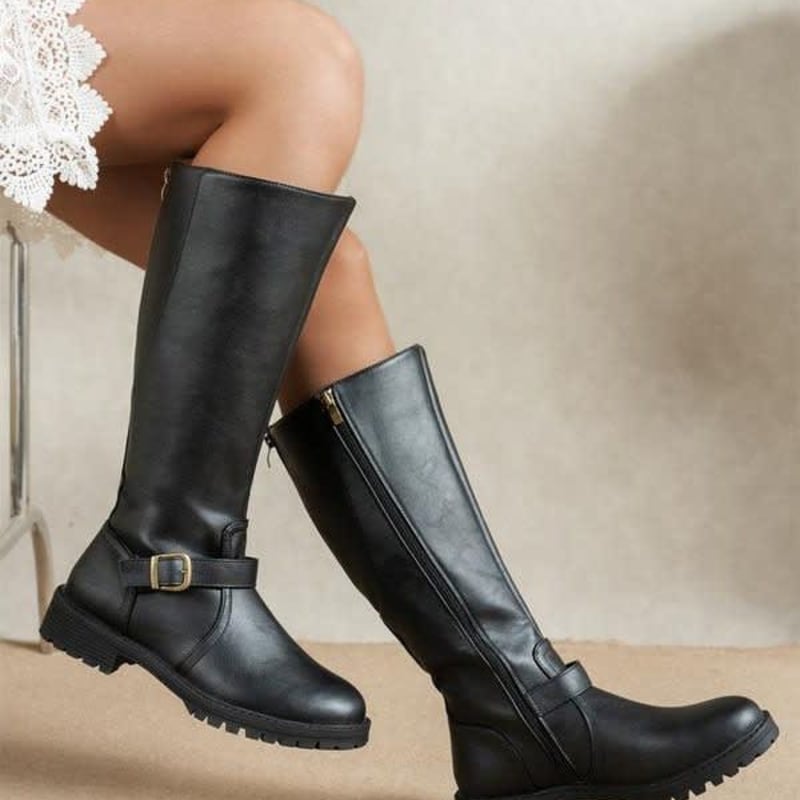 Consuelo Lug Sole Knee High Riding Boots_1