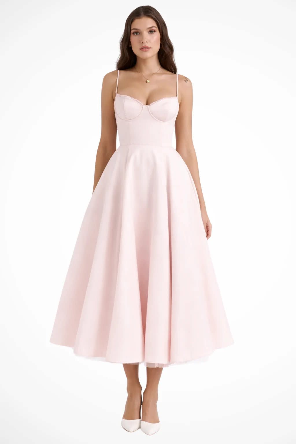Blythe Corset Sweetheart Wedding Guest Midi Dress_21