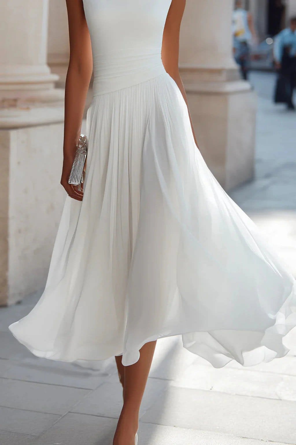 Lucinda Cowl Neck Draped Wedding Guest Midi Dress_4