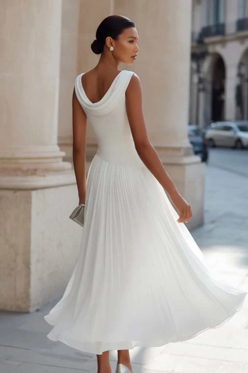 Lucinda Cowl Neck Draped Wedding Guest Midi Dress_5
