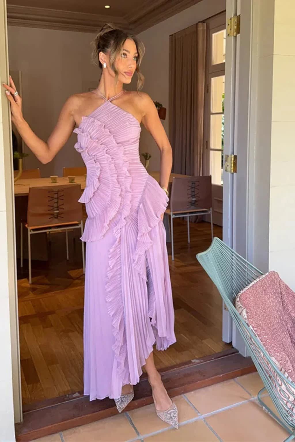 Lorelei Flowy Halter Neck Wedding Guest Maxi Dress_5