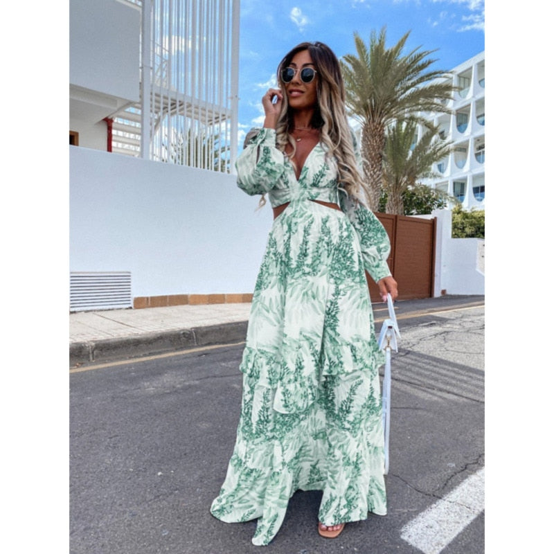 Amelia Rose V-Neck Maxi Dress