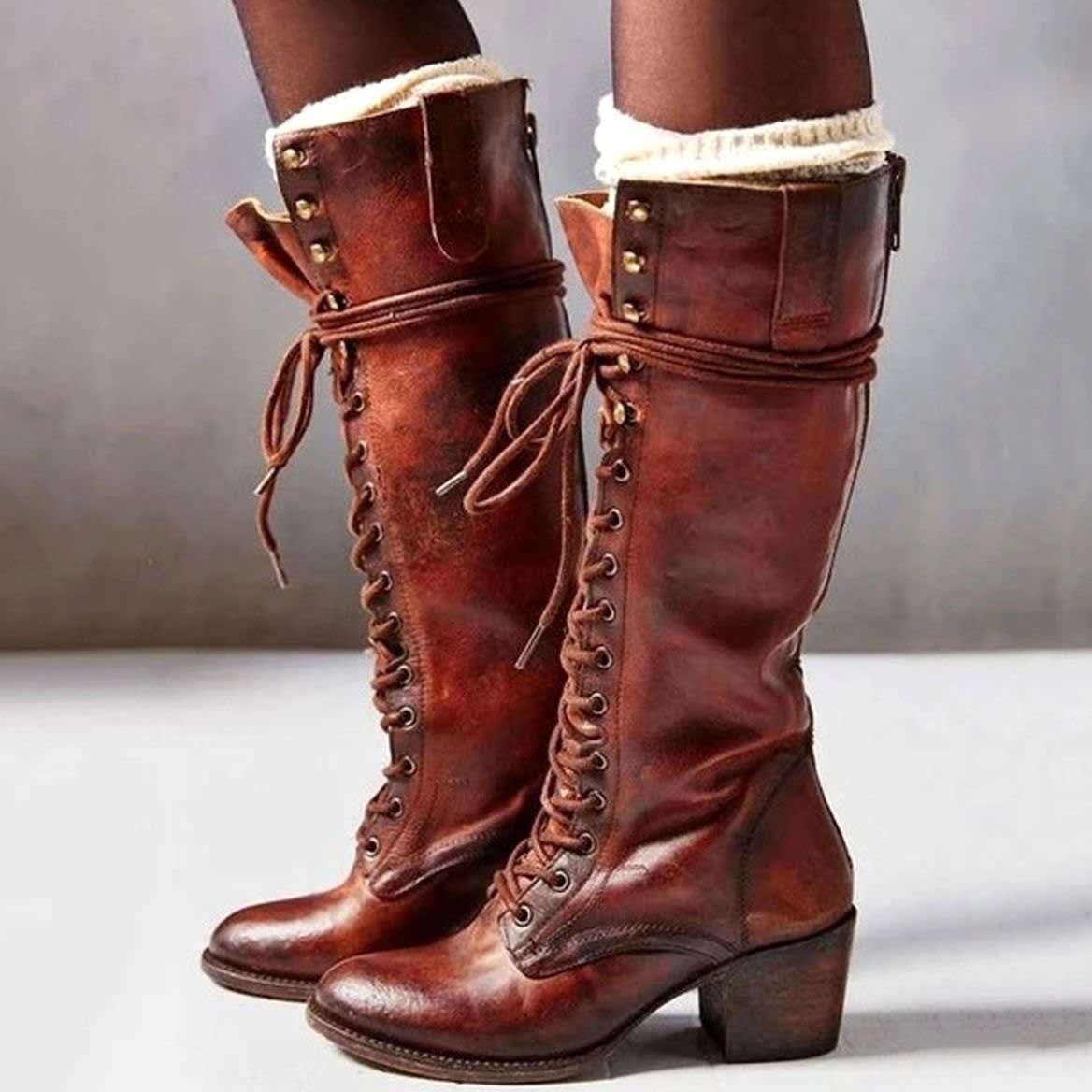 Emily Faux Leather Lace-Up Knee High Boots_4