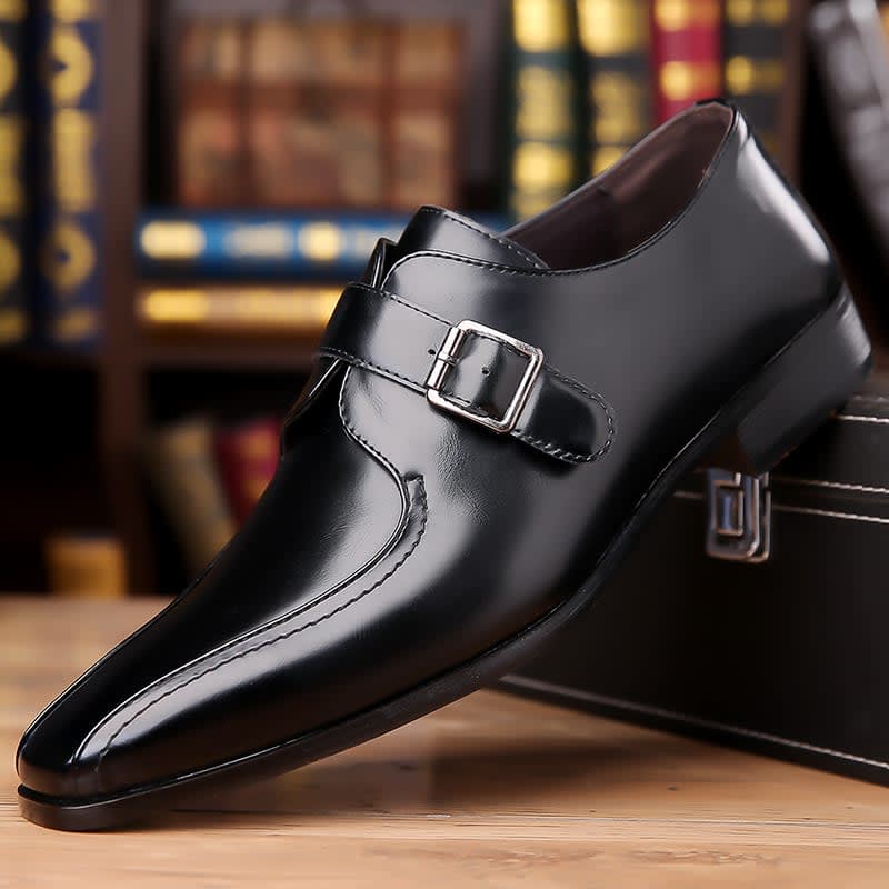 Cecil High Shine Leather Single Monk Strap Dress Shoes_1