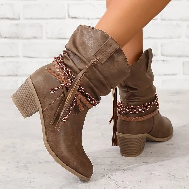 Nora Slouchy Braided Strap Western Style Boots_4