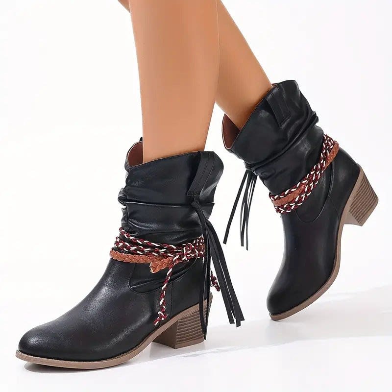 Nora Slouchy Braided Strap Western Style Boots_5