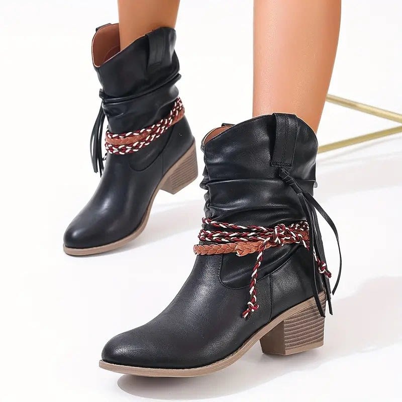 Nora Slouchy Braided Strap Western Style Boots_7