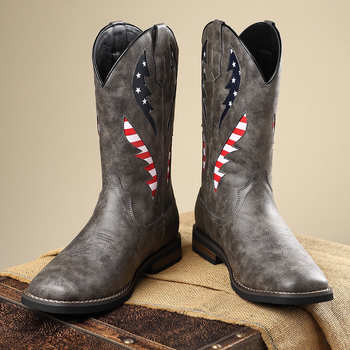 Miles American Flag Square Toe Western Boots_9