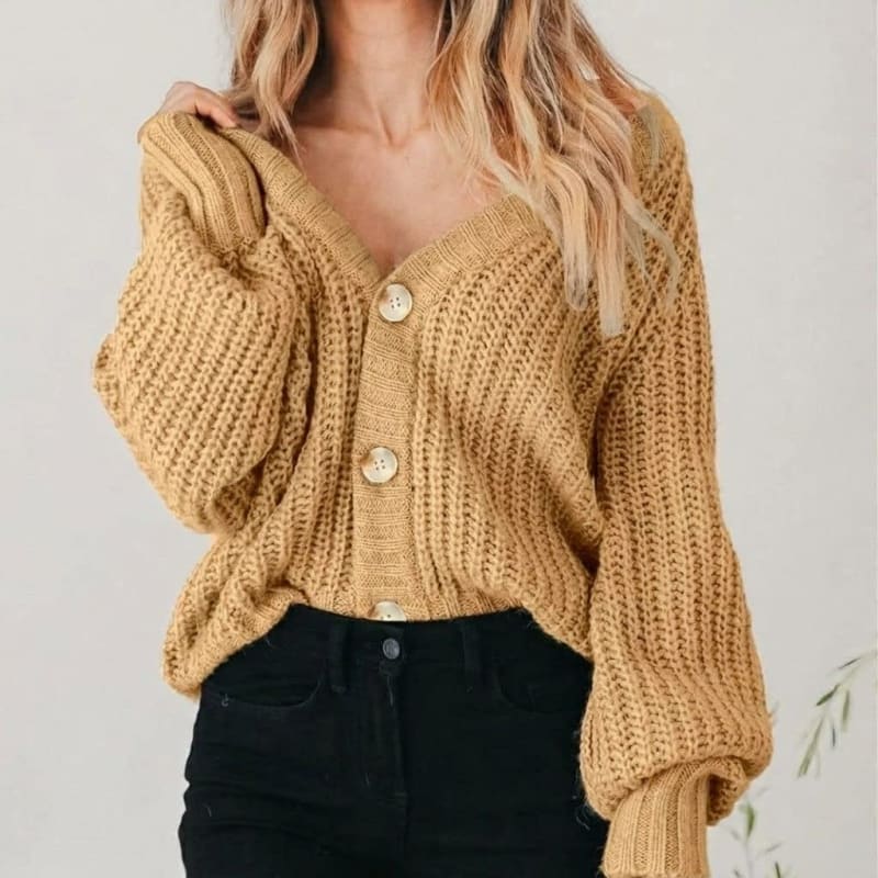 Raffaella Balloon Sleeve Knit Cardigan_1