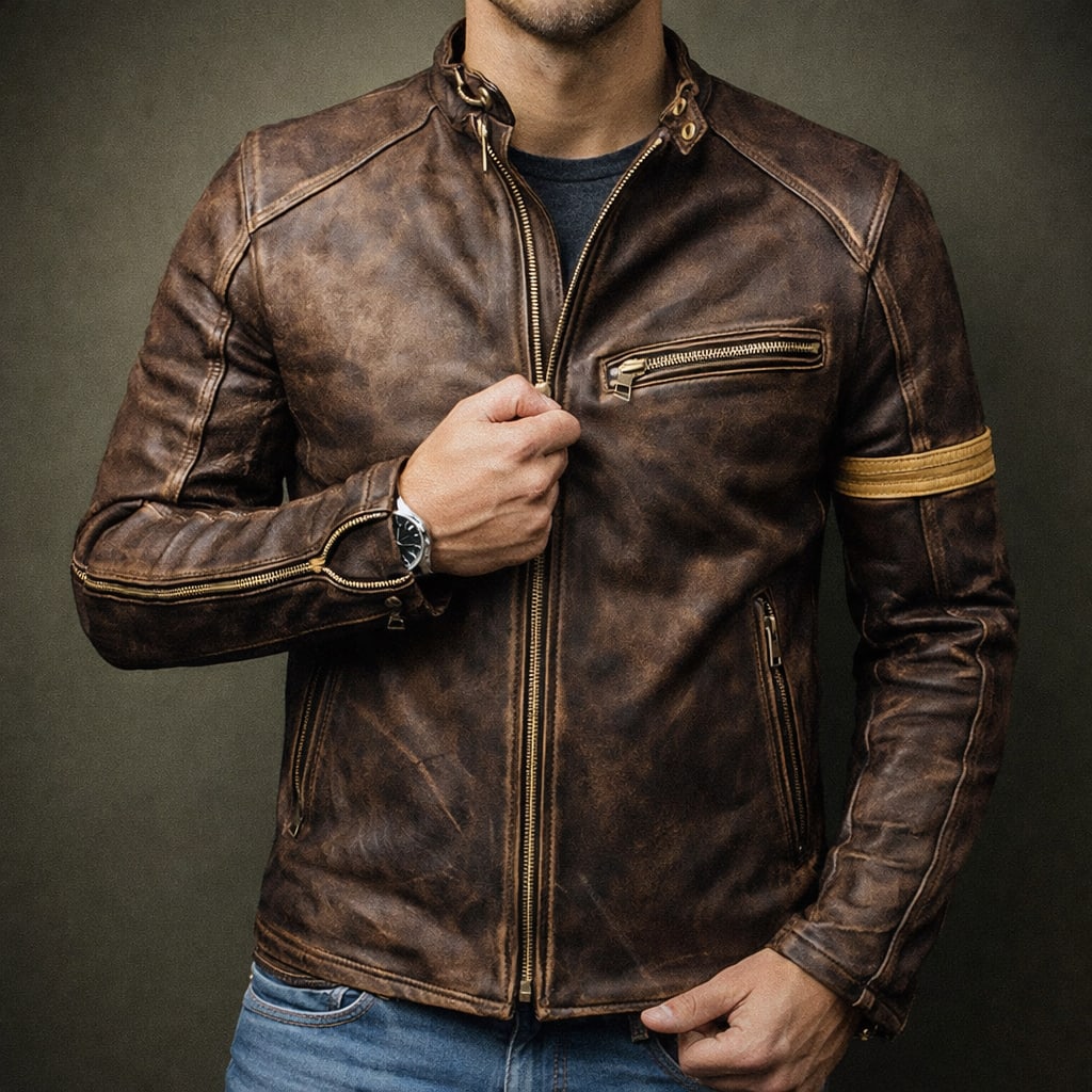 Damien Distressed Leather Moto Jacket_7