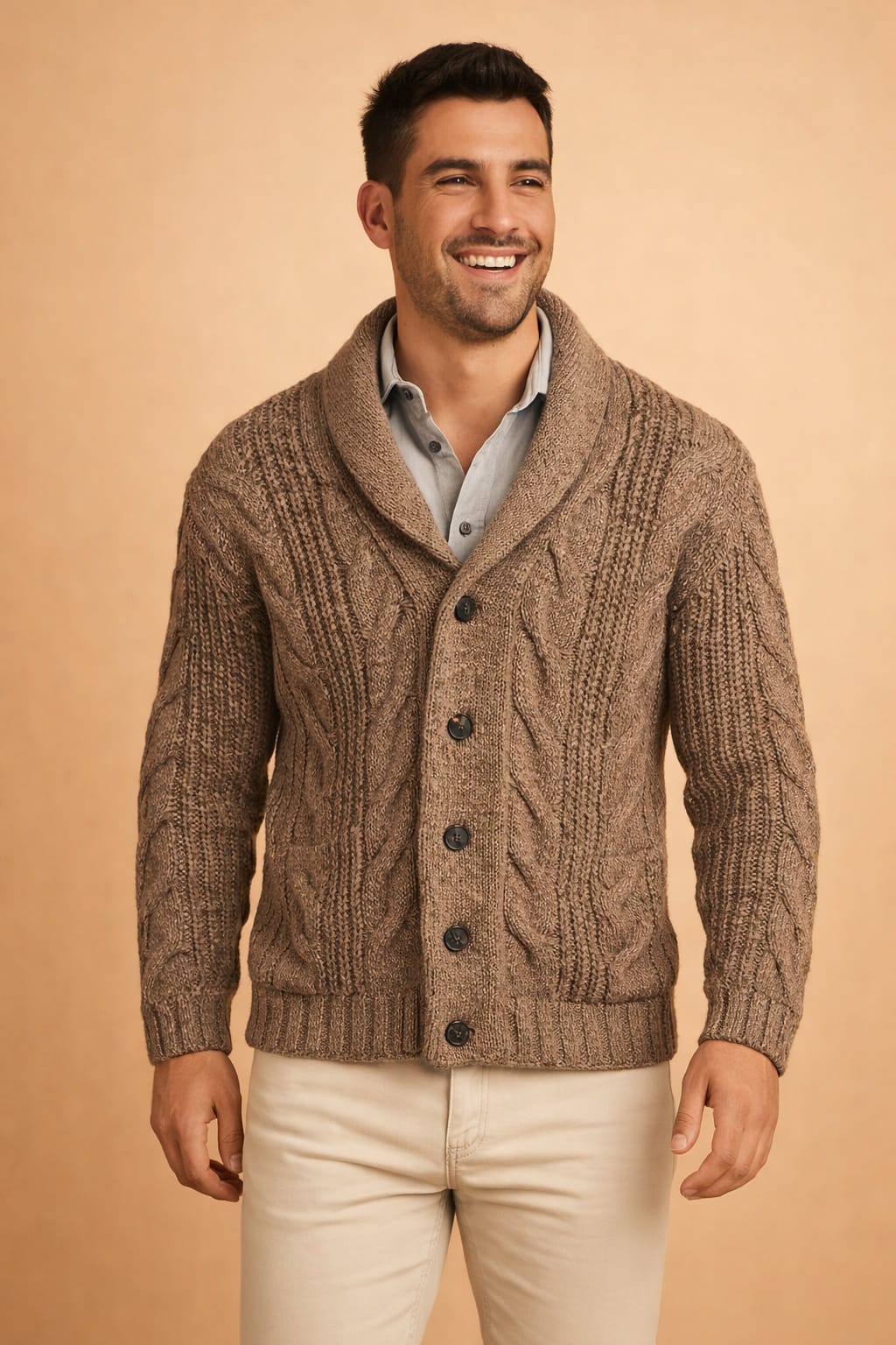 Garrick Cable Knit Shawl Collar Cardigan_5