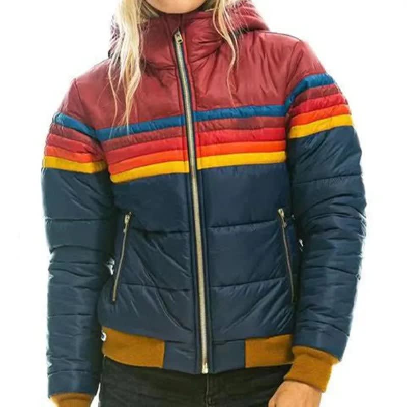 Svetlana Retro Striped Puffer Jacket_2