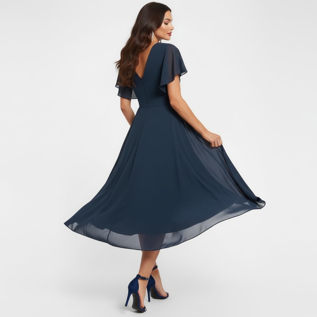 Bronwyn V-Neck Flutter Sleeve Chiffon Homecoming Dress_4