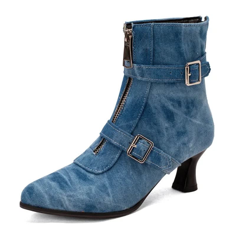 Isolina Buckle Pointed Toe Ankle Boots_12