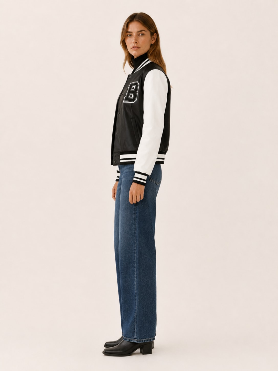 Valentina Retro Contrast Sleeve Bomber Jacket_3