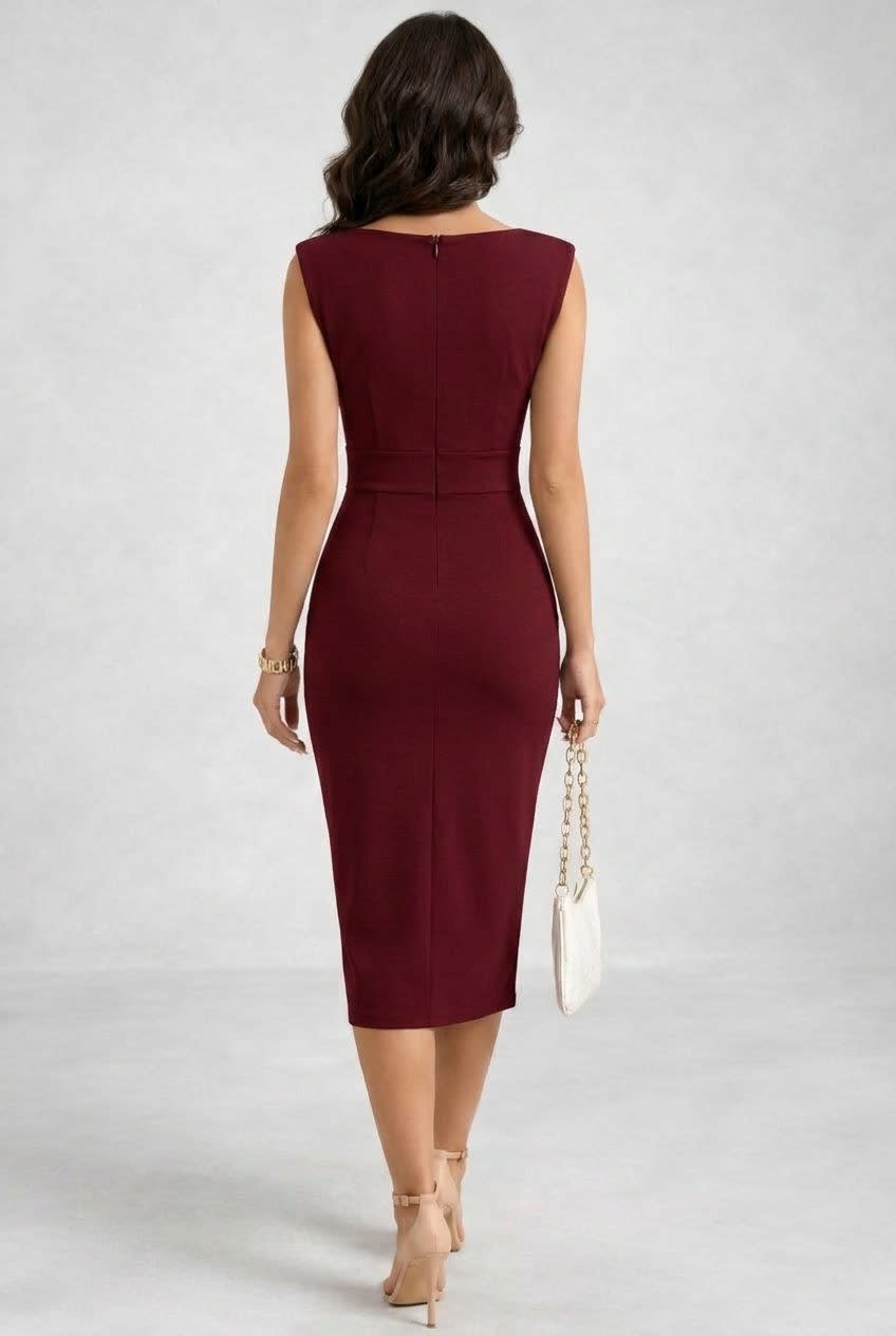 Donatella Cowl Neck Sleeveless Midi Dress_3