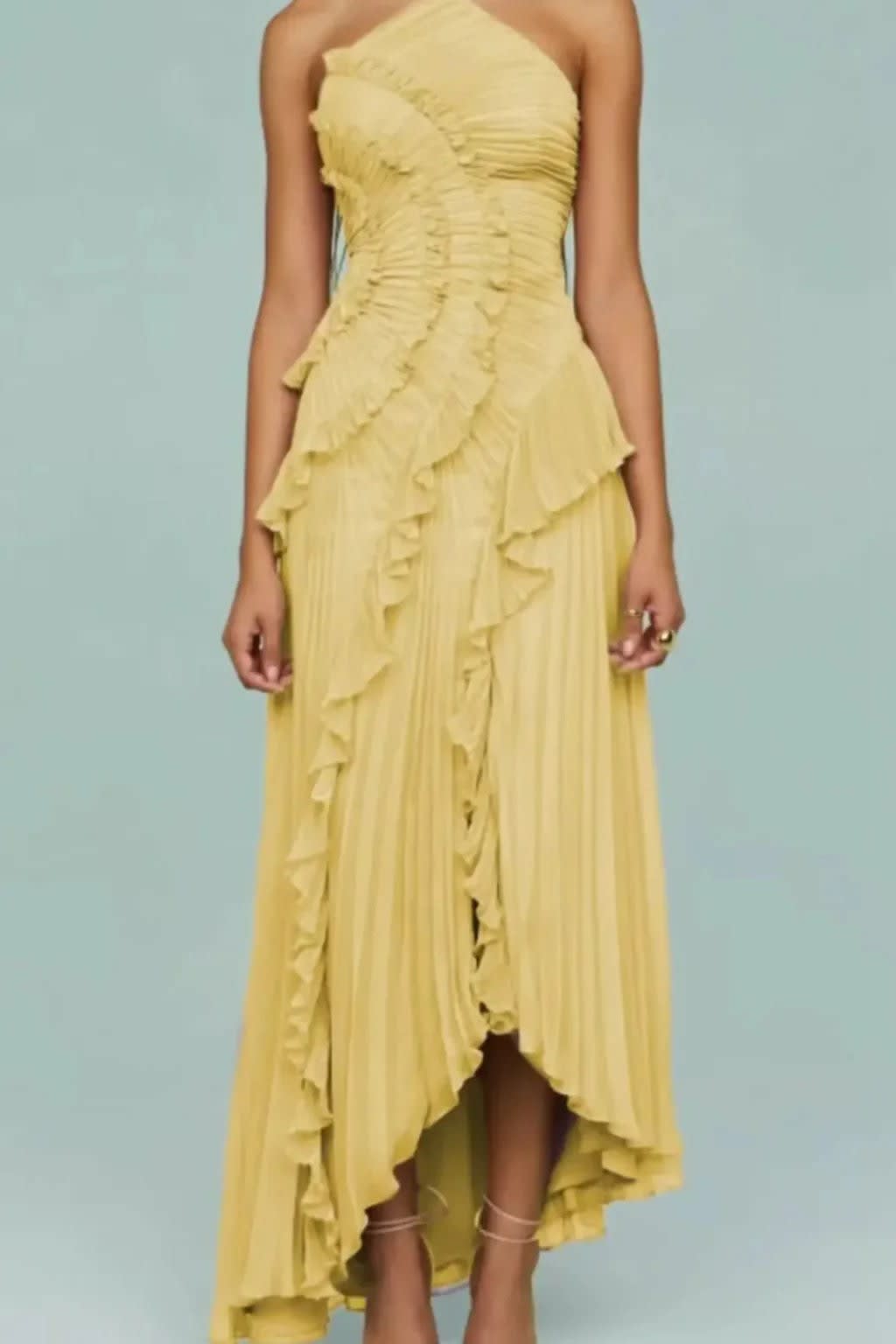 Tallulah Asymmetric Ruffle Halter Neck Wedding Guest Maxi Dress_7