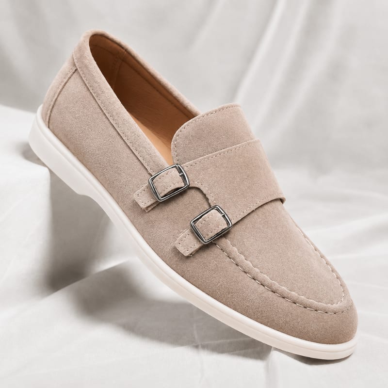 Kenneth Lightweight Suede Double Monk Strap Loafers_3