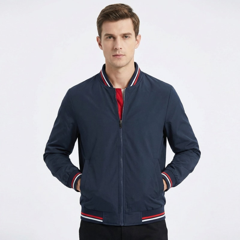 Chance Varsity Stripe Zip Up Bomber Jacket_1