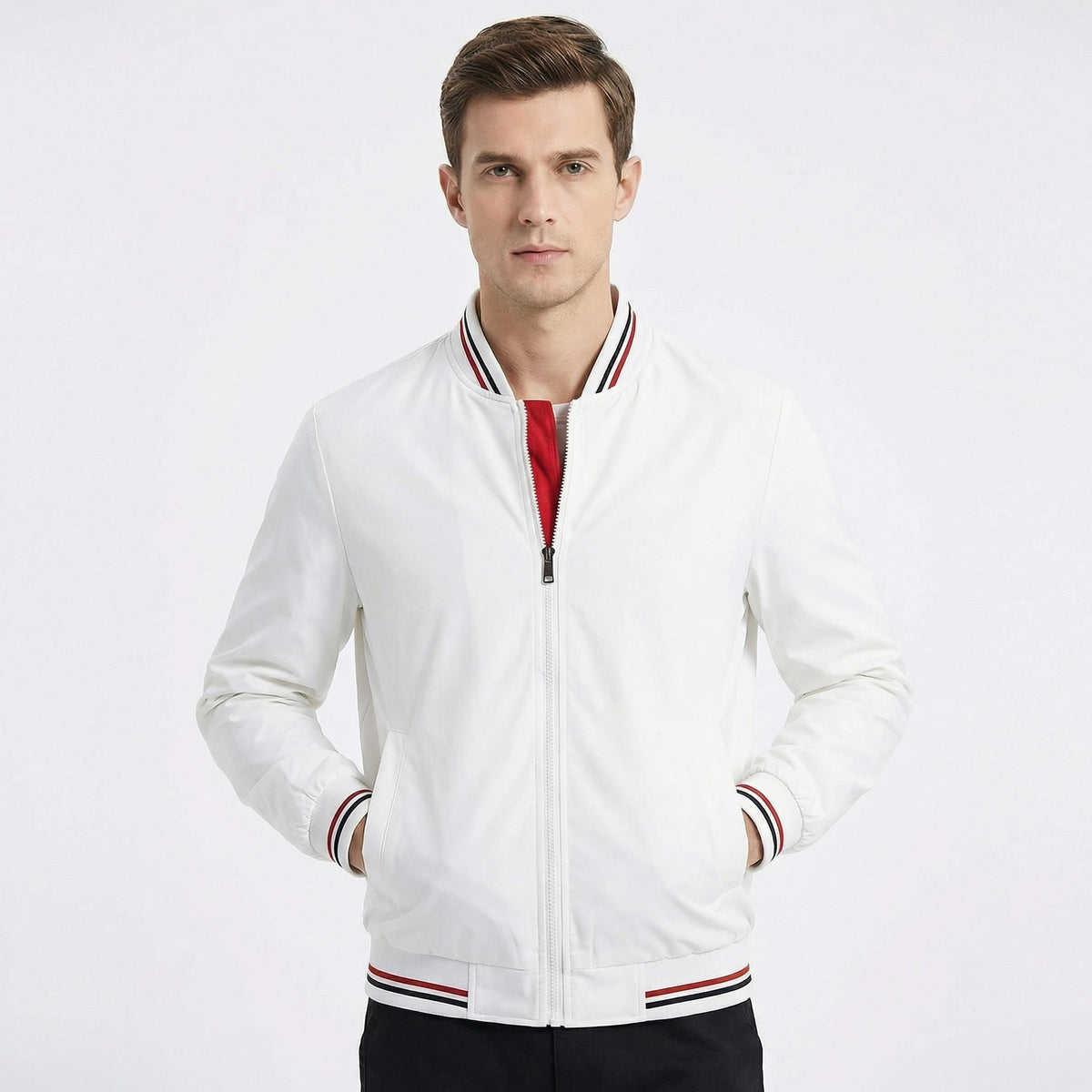 Chance Varsity Stripe Zip Up Bomber Jacket_2