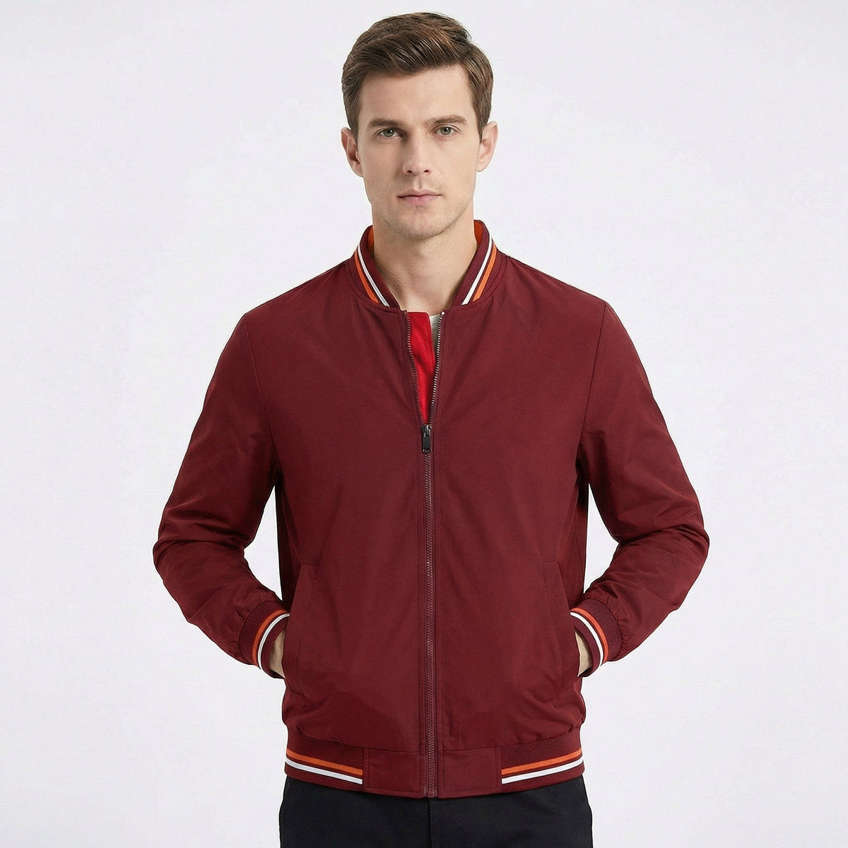 Chance Varsity Stripe Zip Up Bomber Jacket_5