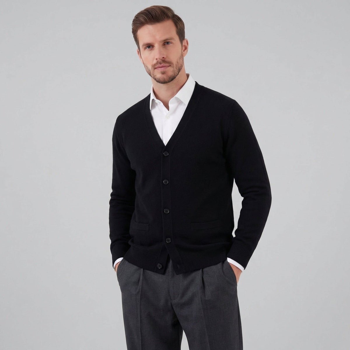 Logan Button Front V-Neck Cardigan_5