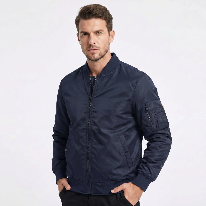 Anthony Cotton Zip Up Bomber Jacket_1
