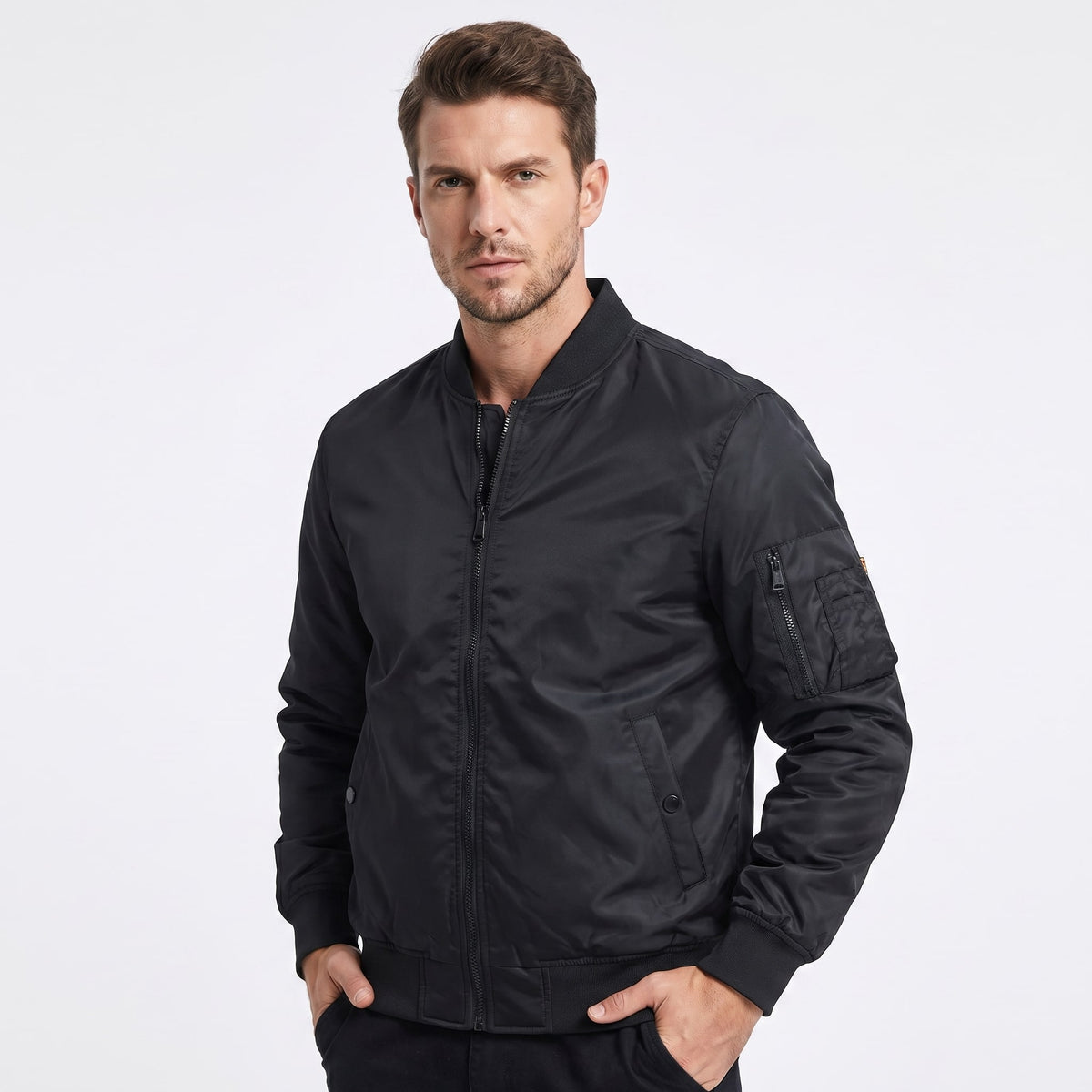 Anthony Cotton Zip Up Bomber Jacket_2
