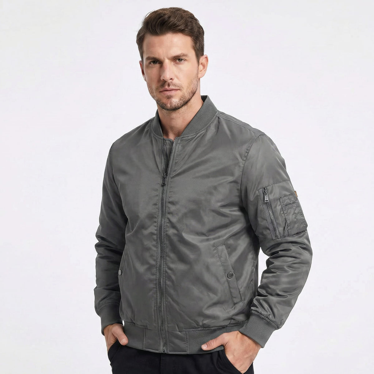 Anthony Cotton Zip Up Bomber Jacket_3