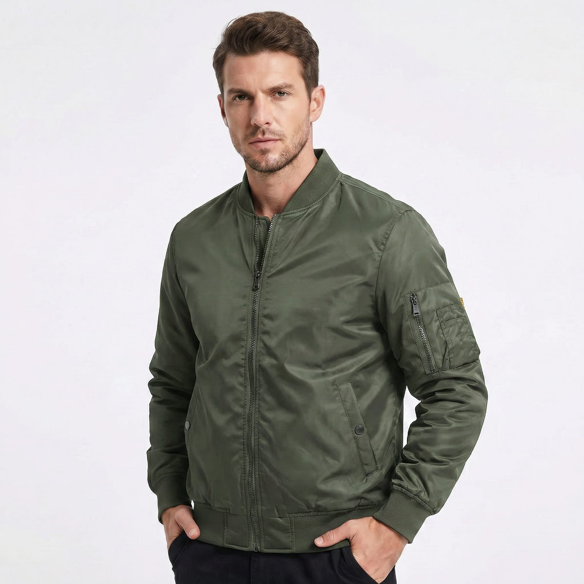 Anthony Cotton Zip Up Bomber Jacket_4