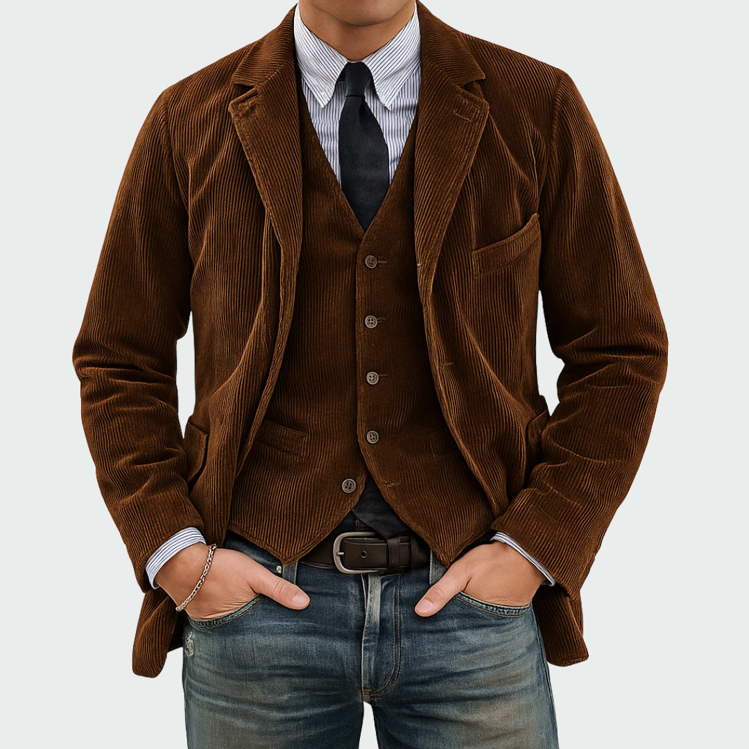 Dillon Corduroy Blazer and Vest Set_3