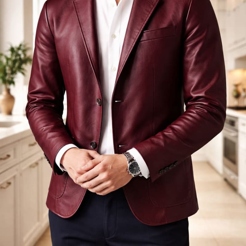 Julian Single Breasted Leather Blazer_1