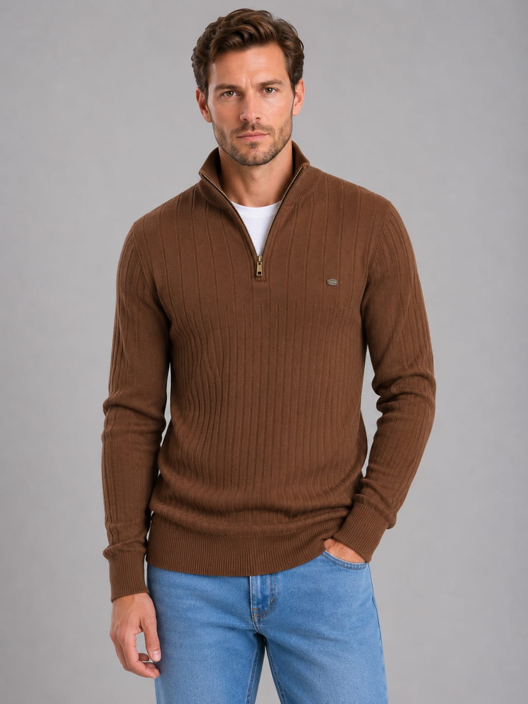 Sebastian Cotton Quarter Zip Sweater_8