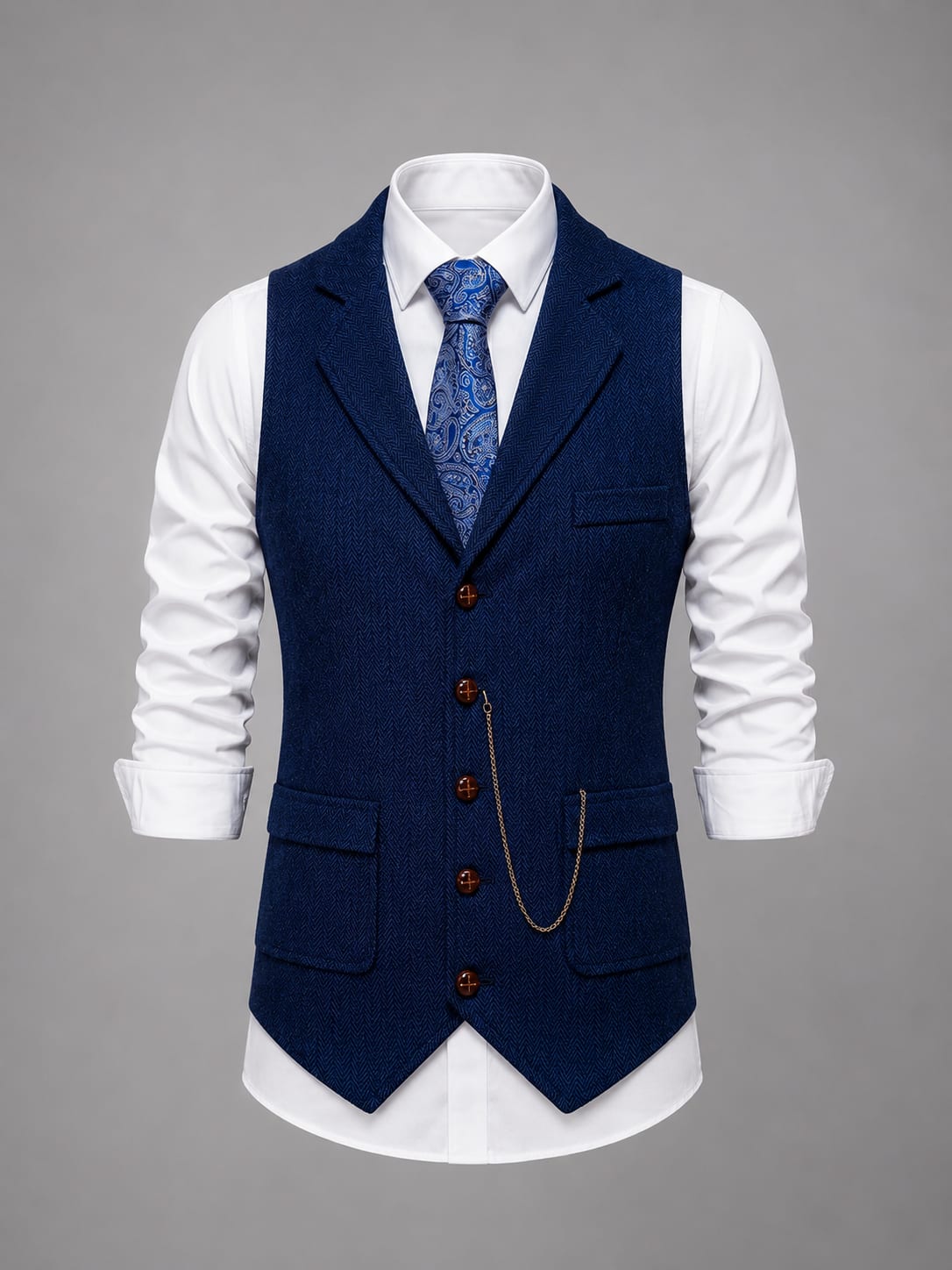 Lucian Herringbone Tailored Waistcoat_4