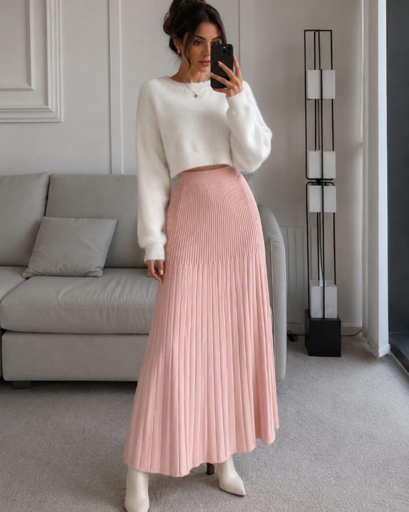 Ingrid Pleated Knit Maxi Skirt_2